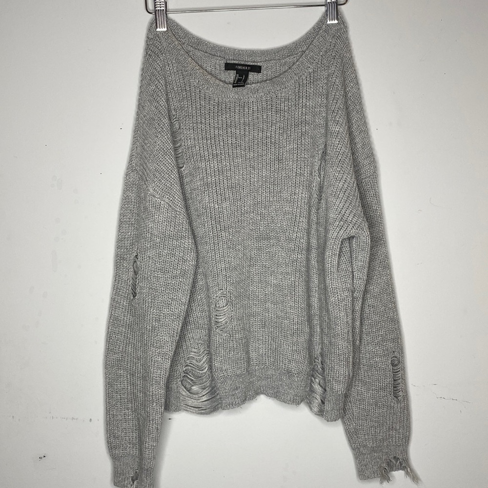 Gray Distressed Sweater